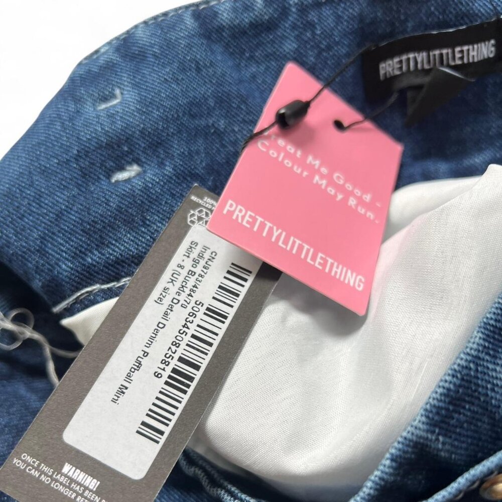 Indigo Buckle Detail Denim Puffball Mini Skirt - Picture 5 of 5